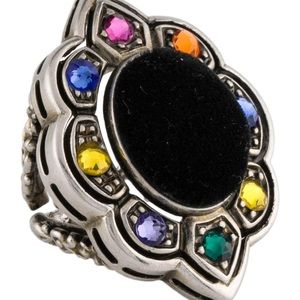 Gucci Black Velvet Crystal Cocktail Ring